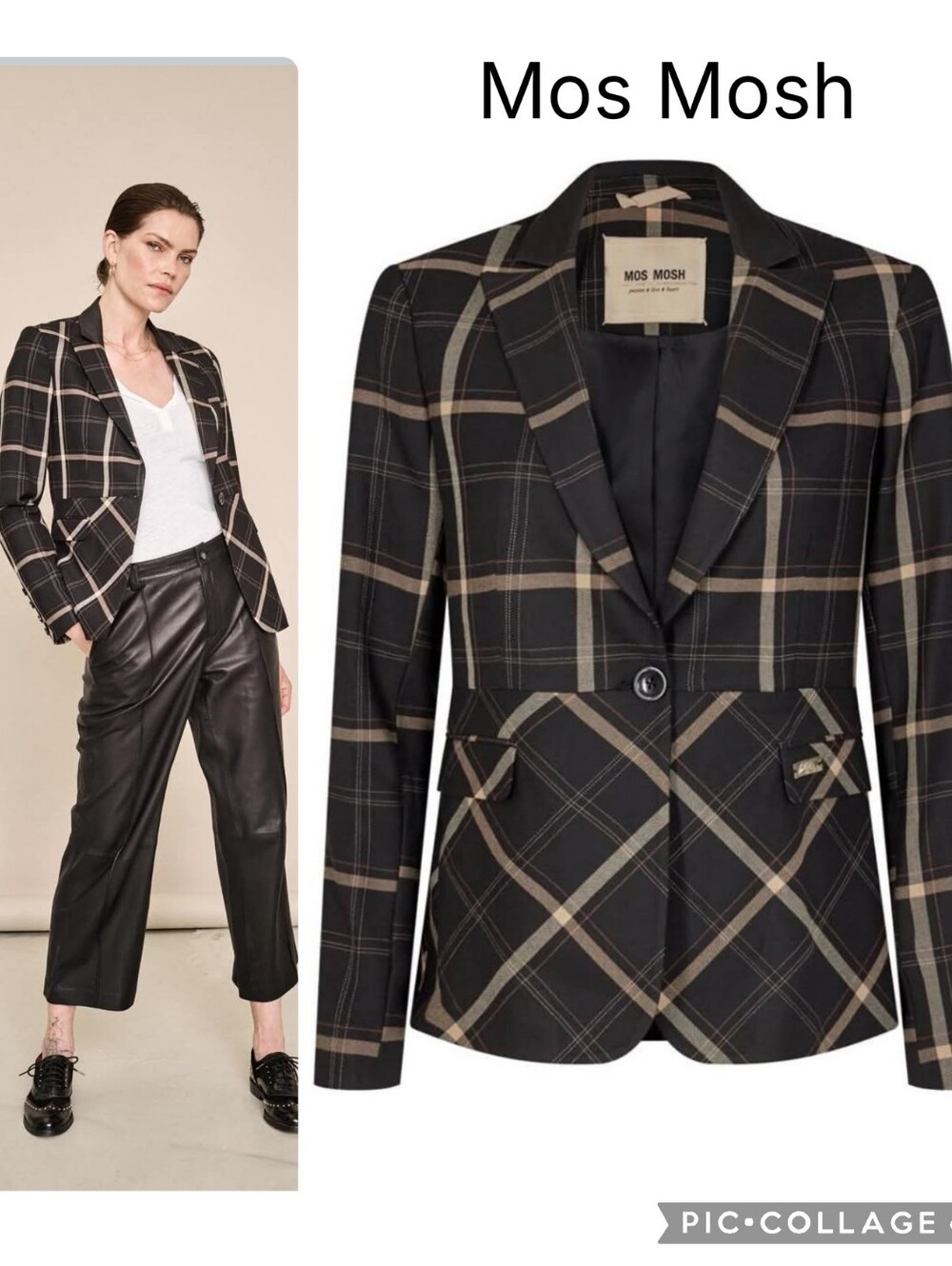 NWOT Mos Mosh Black Plaid Tailored Blazer Sz 36 Or 4-6 Us